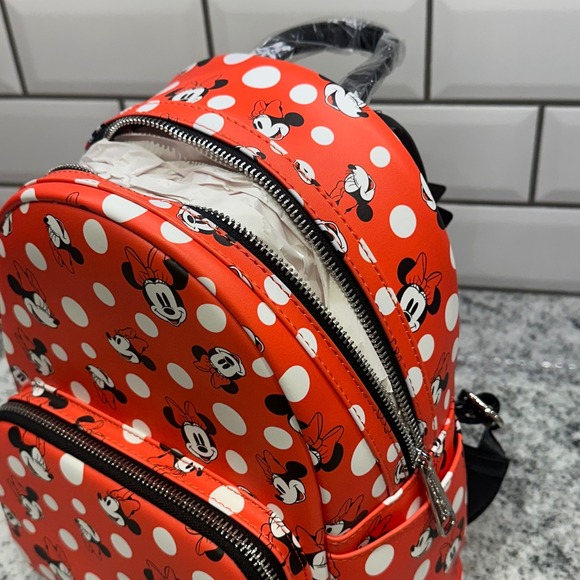 Loungefly Disney Minnie Mouse Polka Dot Red Faux Leather Mini Backpack Park Rare main image 8